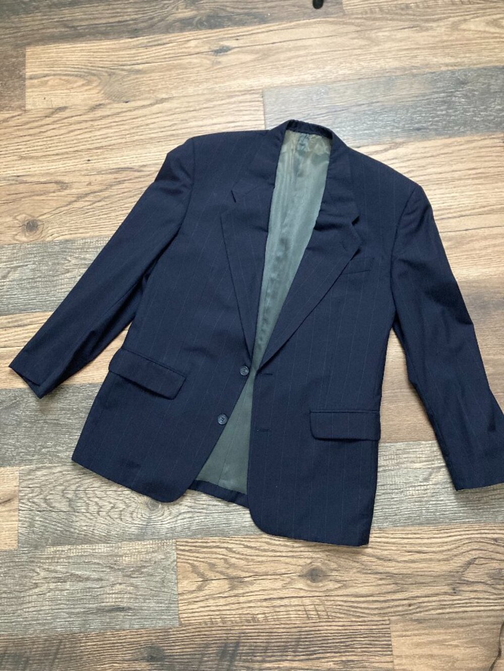 Vintage Jacques Fath Paris Men’s Blazer Sport Coat Size 42R Navy Pinstripe Wool